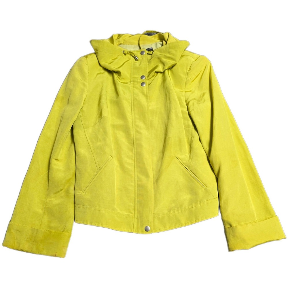 Lafayette 148 New York Linen Chartreuse Jacket Women's Size 6 Yellow Funnel Neck
